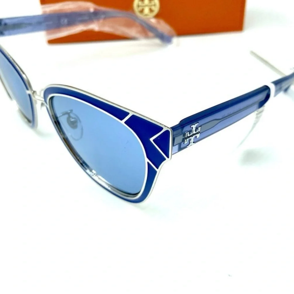 Tory Burch Cat Eye Sunglasses TY6061 Blue Deco NWT - Picture 5 of 11